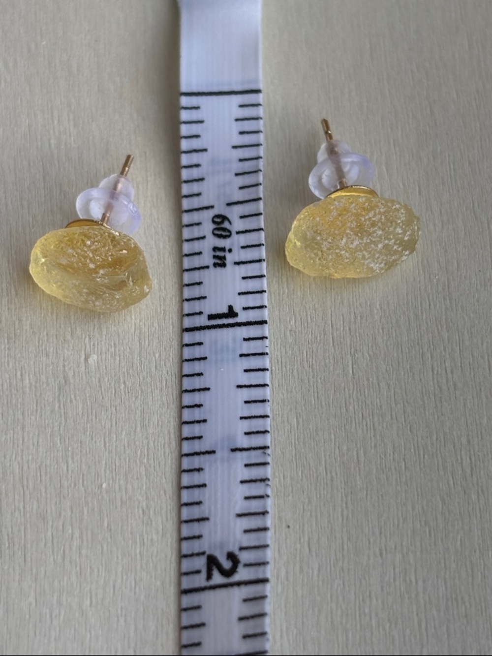 Yellow Sea Glass Stud Earrings - Picture 3 of 5